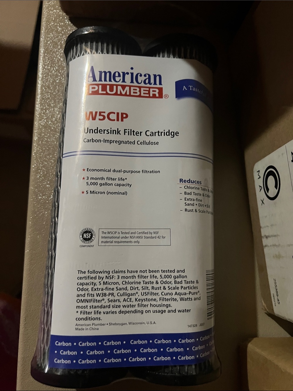 American Plumber W5CIP 5 Micron Standard 10 Inch Undersink Filter cartridge